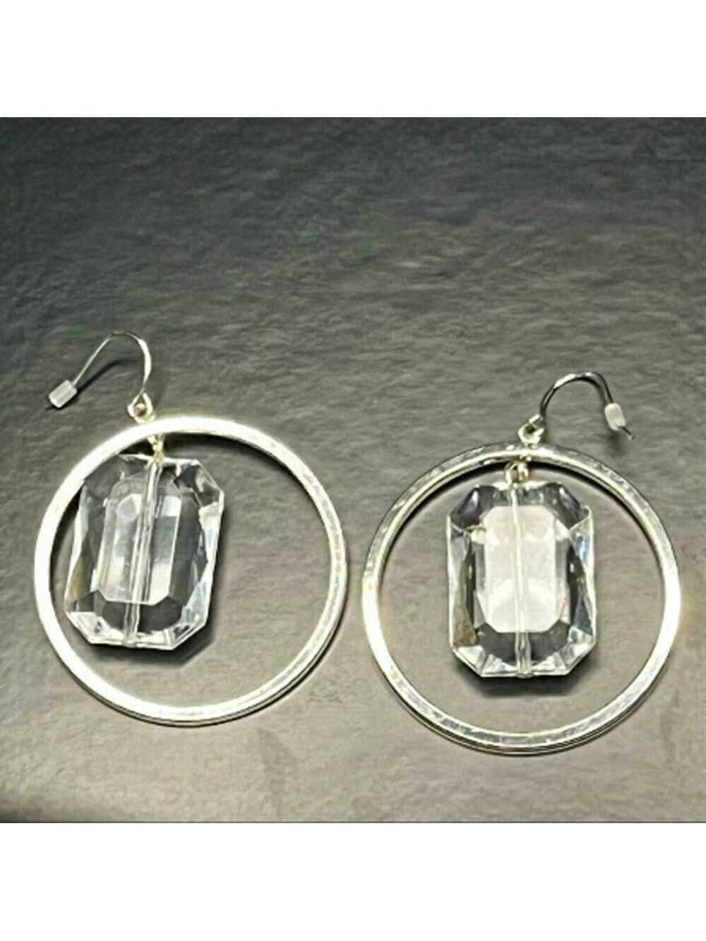 𝅺AVON Hoop Earrings with Clear Bead Accents